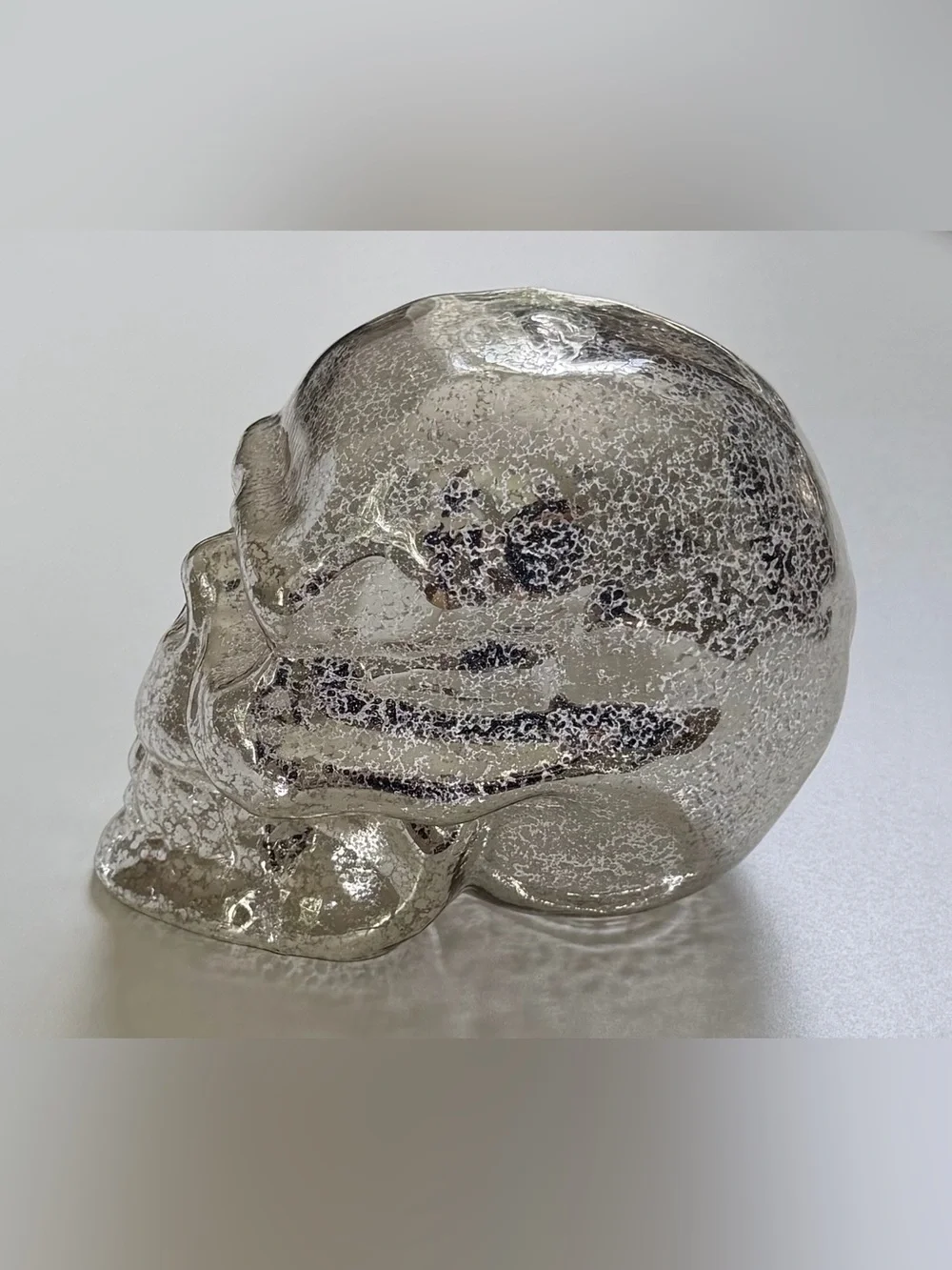 Rare POTTERY BARN Skull Halloween Mercury Glass Skeleton Tabletop Decor RETIRED